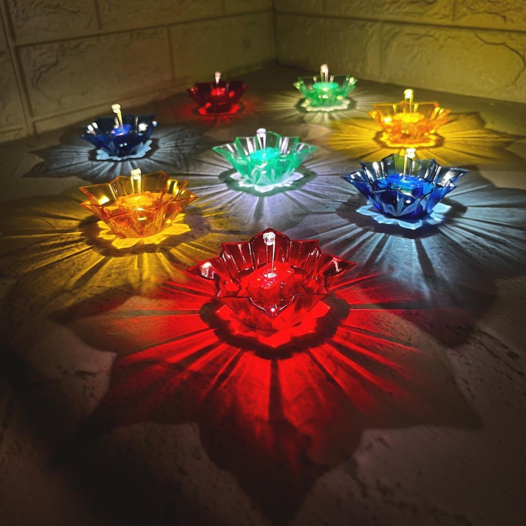 Multicolour Glowing Lotus Diyas