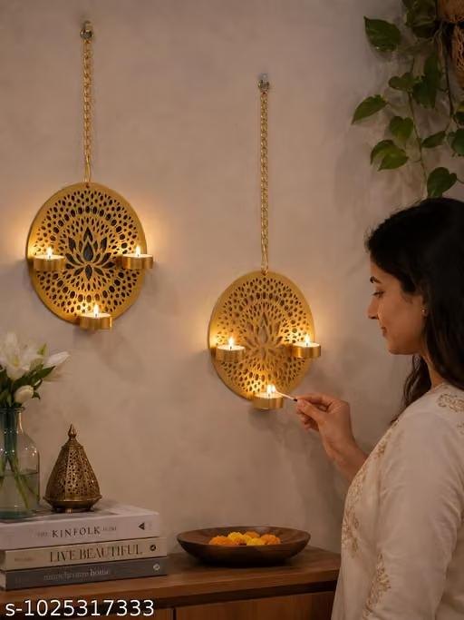 Golden Lotus Hanging Tealight Holders